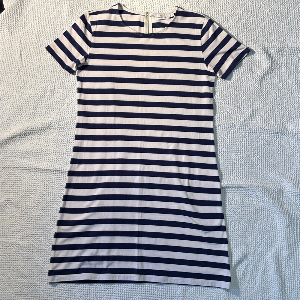 Vineyard Vines Navy and White Striped Dress, Short Sleeves, Zipper Back, Small - Picture 6 of 14